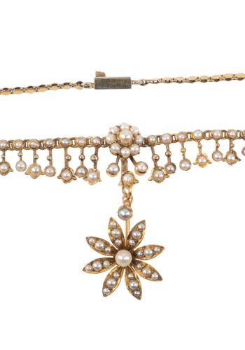 Ca. 1890 – Necklace in gold with pearls - Image 3