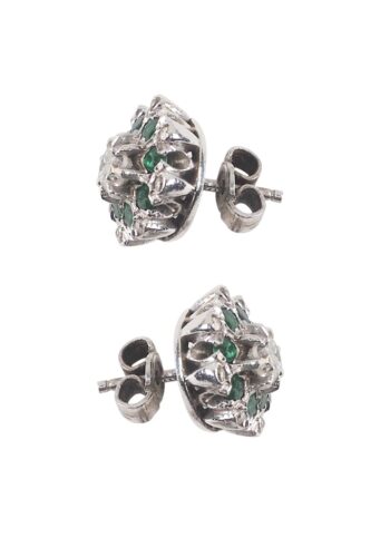 Ca. 1960 - Cluster emerald diamond earrings - Image 4