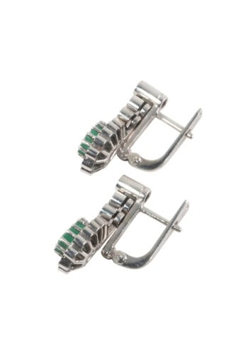 Ca. 1970 - Vintage emerald diamond earrings - Image 3