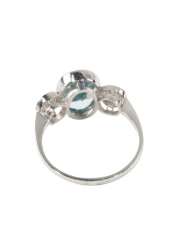 Ca. 1970 - Trilogy ring with aquamarine and diamonds - Image 4