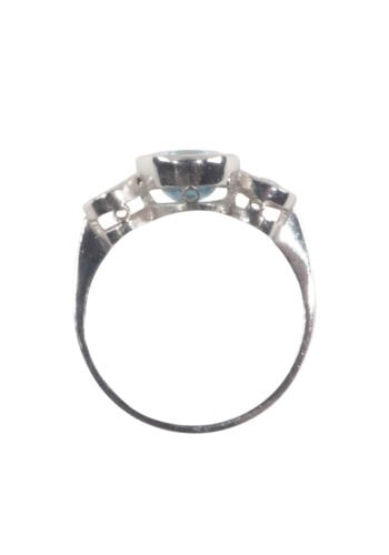 Ca. 1970 - Trilogy ring with aquamarine and diamonds - Image 5