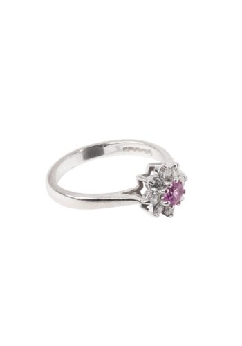 Ca. 1970 – Vintage diamond ring with pink sapphire - Image 3