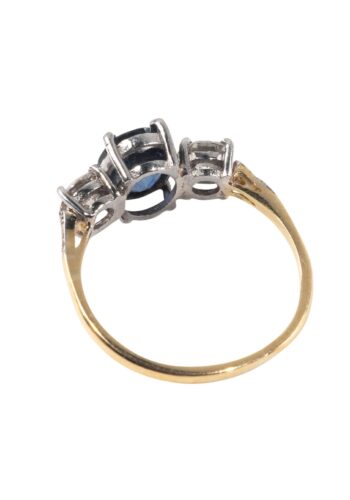 Ca. 1970 - Trilogy ring with sapphire and diamonds - Image 4