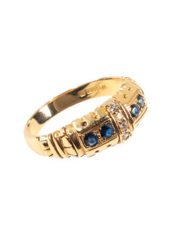 Dated 1990 – Band ring with sapphires and diamonds - Image 3