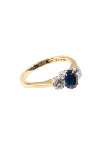 Dated 1994 – Vintage trilogy ring with sapphire and diamonds - Image 3