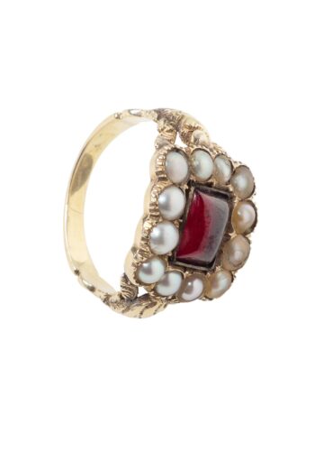 Ca. 1820 - Georgian ring garnets and pearls - Image 3