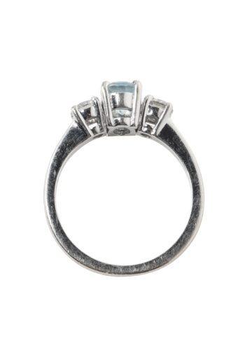 Ca. 1920 - Trilogy ring with diamonds and aquamarine - Image 5