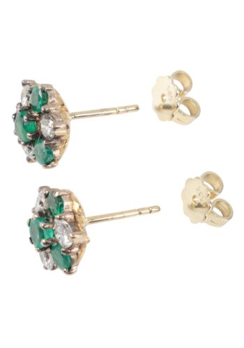 Ca. 1960 - Vintage emerald diamond earrings - Image 3