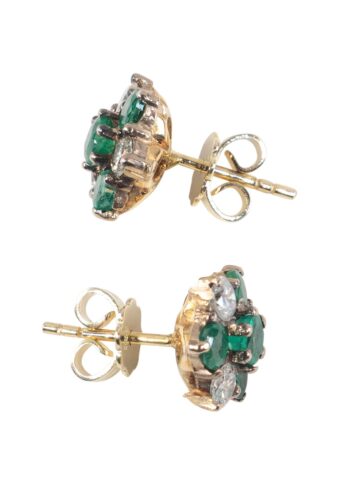 Ca. 1960 - Vintage emerald diamond earrings - Image 4