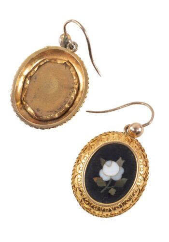 Ca. 1870 - Pietra Dura earrings - Image 4