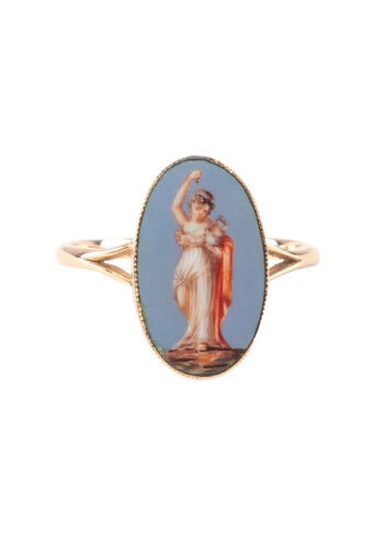 Ca. 1900 - 18 ct. Gold Ring Enamel painting England - Image 3