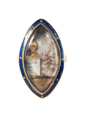Ca. 1780 - 18 ct. Gold Ring Grisaille painting with Enamel Georgian England - Image 3
