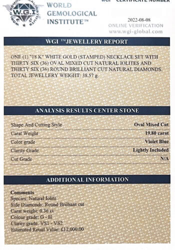 Ca. 1980 - White gold necklace with Iolit and Diamonds - Image 9