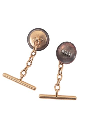 Um 1920 – Mother-of-pearl cufflinks with diamonds - Image 4