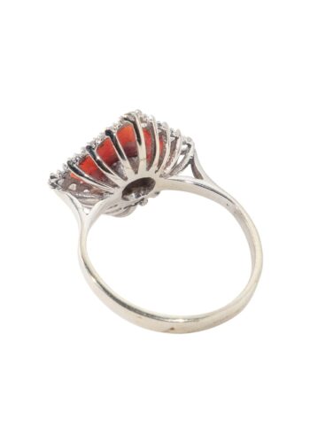 Ca. 1940 – Art Déco coral ring with diamonds - Image 4