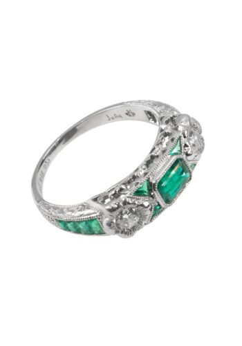 Ca. 1980 – Vintage emerald ring with diamonds - Image 3