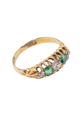 Dated 1904 – Ring with diamonds and emerald - Image 3