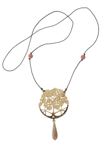 Ca. 1900 - Horn Necklace Cherry blossoms Art nouveau France - Image 3