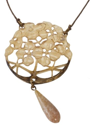 Ca. 1900 - Horn Necklace Cherry blossoms Art nouveau France - Image 4