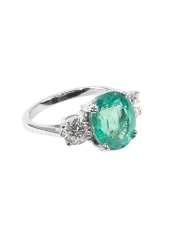 Ca. 1970 – Vintage ring with emerald and diamonds - Image 3