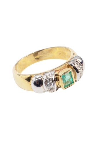 Ca. 1970 – Vintage gold ring with emerald - Image 3