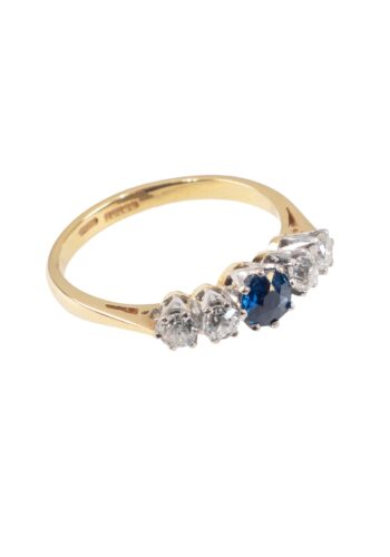 Dated 1991 – Gold ring with sapphire and diamonds - Image 3