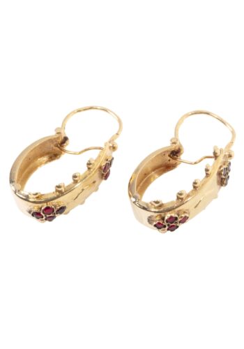Ca. 1850 - Portuguese earrings with garnets - Image 3
