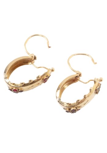 Ca. 1850 - Portuguese earrings with garnets - Image 4