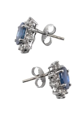 Ca. 1980 – Vintage cluster earrings with sapphire and diamonds - Image 3