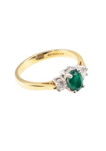 Dated 1997 – Trilogy ring with diamonds and emerald - Image 3