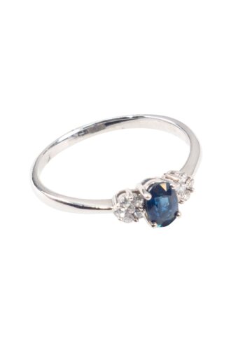 Ca. 1980 - Trilogy ring with sapphire and diamonds - Image 3