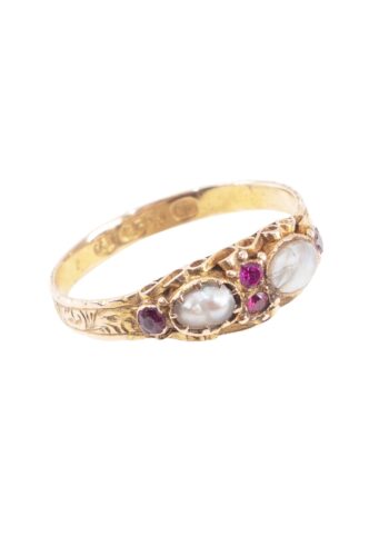 Ca. 1858 – Victorian ring with pearls and rubies - Image 3