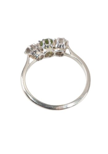 Ca. 1930 - Trilogy ring with peridot and diamonds - Image 4