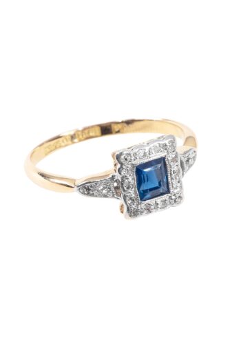 Ca. 1930 – Art Déco ring with sapphire and diamonds - Image 3