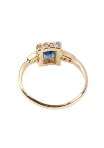 Ca. 1930 – Art Déco ring with sapphire and diamonds - Image 4