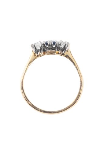 Ca. 1930 – Trilogy ring with sapphire and diamonds - Image 5