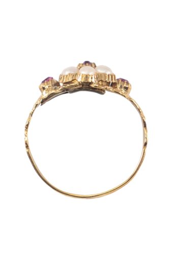 Ca. 1870 – Victorian ring with rubies and pearls - Image 5