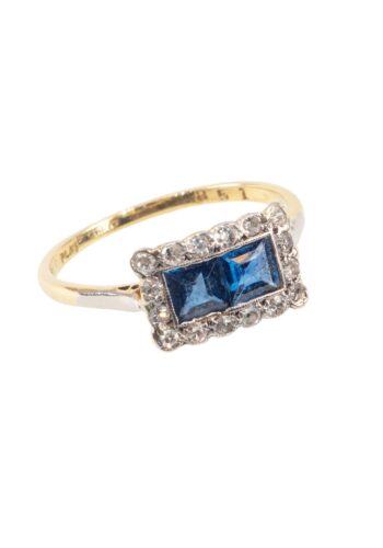 Ca. 1920 – Art déco ring with sapphire and diamonds - Image 3