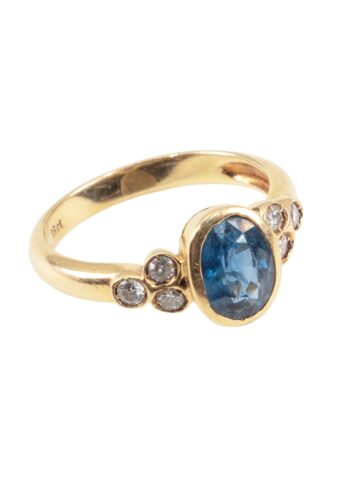 Ca. 1980 - Vintage sapphire ring with diamonds - Image 3