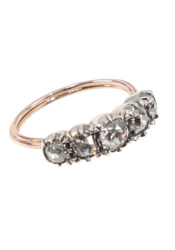 Ca. 1900 – 5 stone diamond ring - Image 3