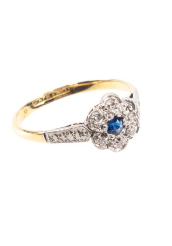 Ca. 1920 – Art déco ring with diamonds and sapphire - Image 3