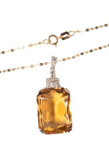 Ca. 1930 – Art Déco pendant with citrine and diamonds - Image 3