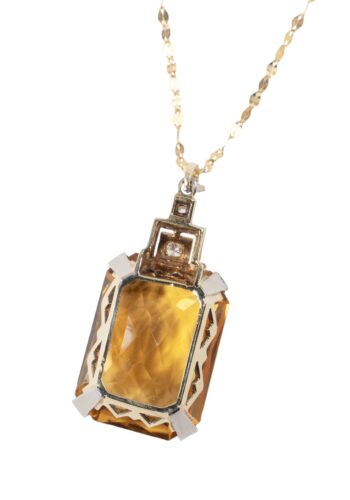 Ca. 1930 – Art Déco pendant with citrine and diamonds - Image 4