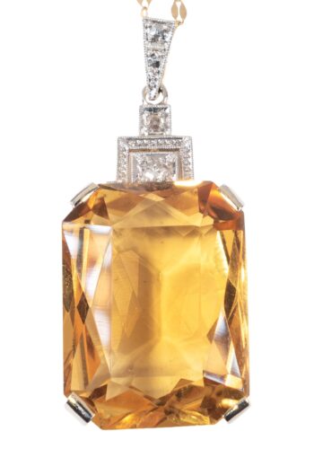 Ca. 1930 – Art Déco pendant with citrine and diamonds - Image 5