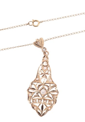 Ca 1920 - Gold pendant with diamonds - Image 3