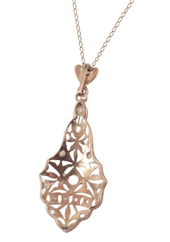 Ca 1920 - Gold pendant with diamonds - Image 4