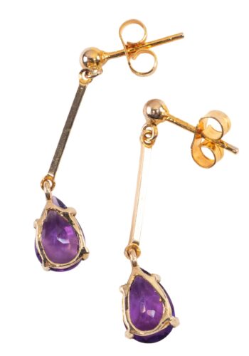 Ca. 1973 - Gold ear rings with amethysts - Image 3