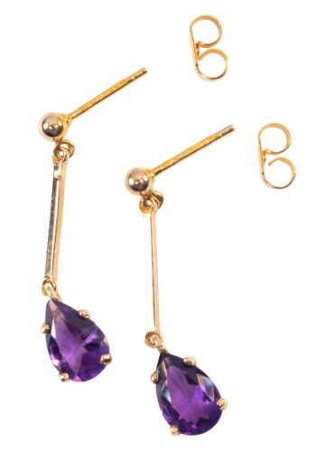 Ca. 1973 - Gold ear rings with amethysts - Image 4