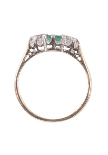 Dated 1984 – Trilogy ring with emerald and diamonds - Image 4