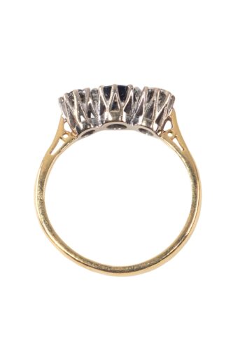 Dated 1960 - Trilogy ring with sapphire and diamonds - Image 5